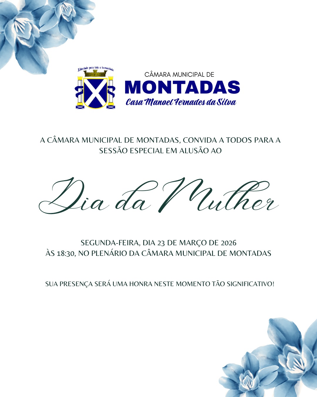 Câmara de Montadas convida população para Sessão Especial em homenagem ao Dia da Mulher