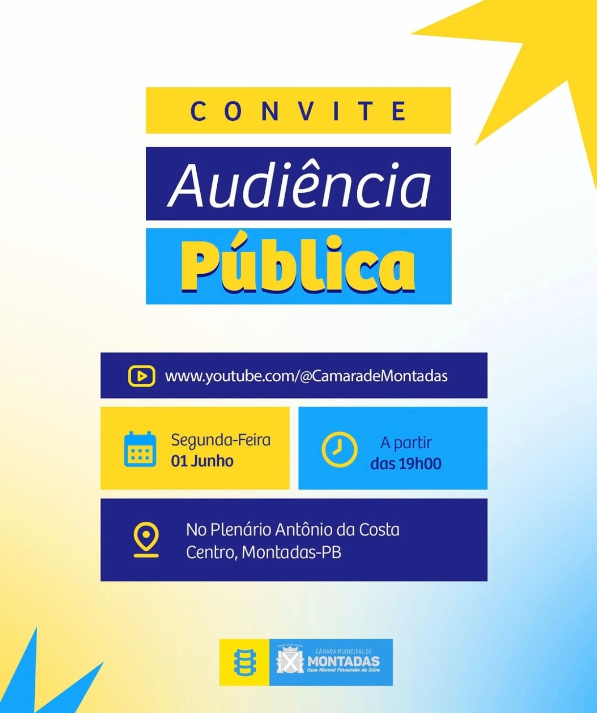 Câmara Municipal de Montadas convida população para Audiência Pública sobre prestação de contas